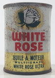 Vintage White Rose Multi Grade Ultra Motor Oil One Imperial Quart 2 7/8" Tall Metal Can Coin Bank
