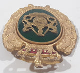 Vintage Denmark Danish Police Officer Gold Tone Metal Hat Cap Badge Pin