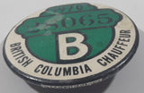 Vintage 1970 British Columbia Class B Chauffeur License Badge Pin 28065
