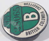Vintage 1970 British Columbia Class B Chauffeur License Badge Pin 28065