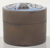 Vintage Clossoine Hand Painted Enamel Brass Tiny 7/8" Trinket Box Made in India