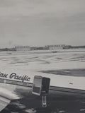 Vintage 1940s Canadian Pacific 274 CF-CPX Douglas C-47 Skytrain (DC-3) with Northwest Industries Ltd In The Background 4 1/2" x 6 1/2" Wood Framed Black and White Photograph Picture