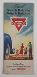 Vintage 1940s Travel with Conoco North Dakota South Dakota Road Map 18" x 26 1/4"
