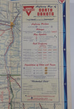 Vintage 1940s Travel with Conoco North Dakota South Dakota Road Map 18" x 26 1/4"