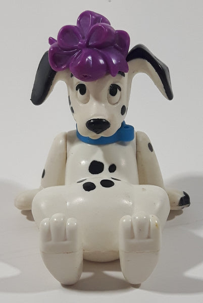 1996 McDonald's Disney 101 Dalmatians Dog with Purple Bow 2 1/2" Tall Toy Figure