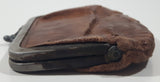 Vintage Brown Leather Coin Change Purse with Snap Clasp