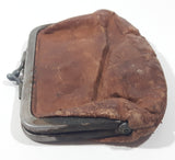 Vintage Brown Leather Coin Change Purse with Snap Clasp