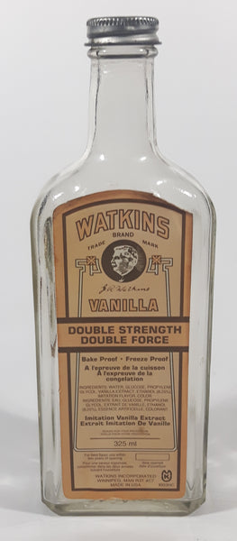 Antique Watkins Double Strength Vanill 325mL 8 1/2" Tall Glass Bottle with Paper Label