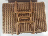 Vintage Large Tightly Woven Bowed Wicker Picnic Basket with Lid