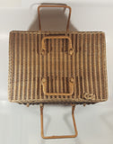 Vintage Large Tightly Woven Bowed Wicker Picnic Basket with Lid