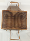 Vintage Large Tightly Woven Bowed Wicker Picnic Basket with Lid