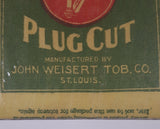 Antique John Weisert Tob Co. St. Louis Harp Plug Cut Cloth Bag 4 1/4" x 7 1/4" Store Advertisement Sign