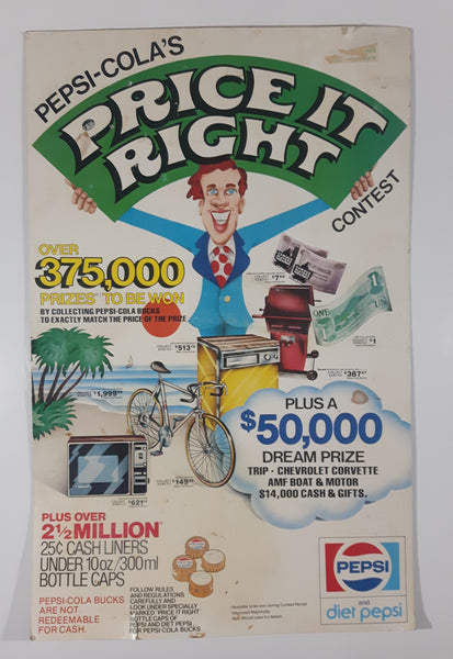 Very Rare Vintage Pepsi-Cola's Price It Right Contest 14" x 21 3/4" Cardboard Store Advertisement Sign