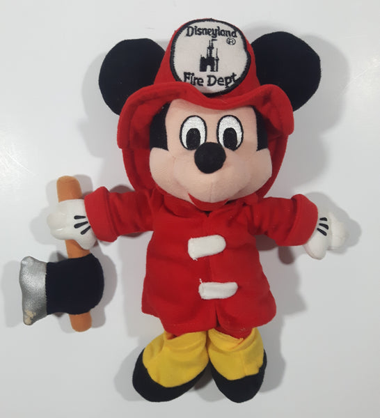 The Walt Disney Company Disneyland Fire Dept Mickey Mouse Fire Fighter with Axe 9" Tall Plush Toy Character