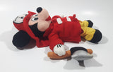 The Walt Disney Company Disneyland Fire Dept Mickey Mouse Fire Fighter with Axe 9" Tall Plush Toy Character