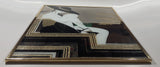 1980s Art Deco Style Fashionista Vogue Glamourous Woman with Black Hat Gold Foil 16 1/4" x 20" Thin Metal Framed Wall Mirror Art Picture