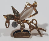 Hair Dresser Barber Scissors and Comb Faux Gemstones 3/4" x 1" Brooch Pin