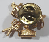 Hair Dresser Barber Scissors and Comb Faux Gemstones 3/4" x 1" Brooch Pin