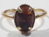 Dark Amber Brown Plastic Gemstone Metal Toy Ring