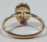 Dark Amber Brown Plastic Gemstone Metal Toy Ring