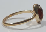 Dark Amber Brown Plastic Gemstone Metal Toy Ring