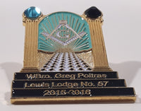 2015-2016 Knights Templar Masonic Pillars and Alter Free Mason's Lewis Lodge No. 57 WBro. Greg Poitras 1 1/8" x 1 5/8" Enamel Metal Lapel Pin