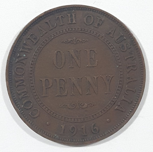 1916 Commonwealth of Australia King George VI One Penny Copper Metal Coin