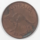 1943 Australia King George VI Half Penny Copper Metal Coin