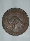 1942 Australia King George VI Penny Copper Metal Coin