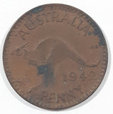 1942 Australia King George VI Penny Copper Metal Coin