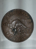 1942 Australia King George VI Penny Copper Metal Coin