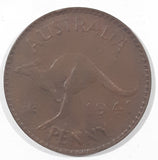 1941 Australia King George VI Penny Copper Metal Coin