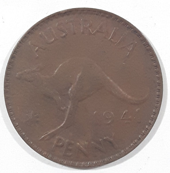 1941 Australia King George VI Penny Copper Metal Coin