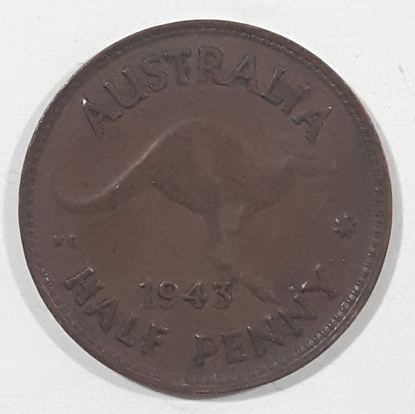1943 Australia King George VI Half Penny Copper Metal Coin