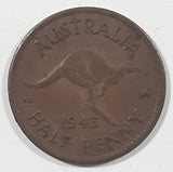 1943 Australia King George VI Half Penny Copper Metal Coin