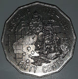 1788 1988 Australia Queen Elizabeth II Fifty Cents Metal Coin