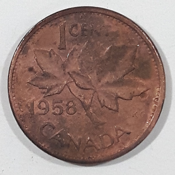 1958 Canada Young Queen Elizabeth II 1 Cent Copper Metal Coin