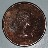 1958 Canada Young Queen Elizabeth II 1 Cent Copper Metal Coin