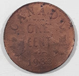 1933 Canada King George VI One Cent Copper Metal Coin