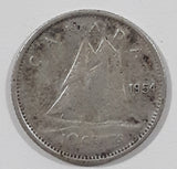 1954 Canada Young Queen Elizabeth II 10 Cents Metal Coin