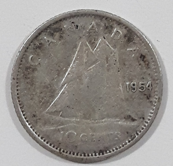 1954 Canada Young Queen Elizabeth II 10 Cents Metal Coin