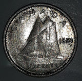1954 Canada Young Queen Elizabeth II 10 Cents Metal Coin