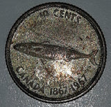 1867 1967 Canada Queen Elizabeth II Mackerel Fish 10 Cents Metal Coin