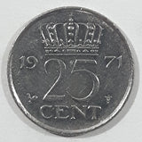 1971 Netherlands Juliana Koningin Der Nederlanden 25 Cents Metal Coin