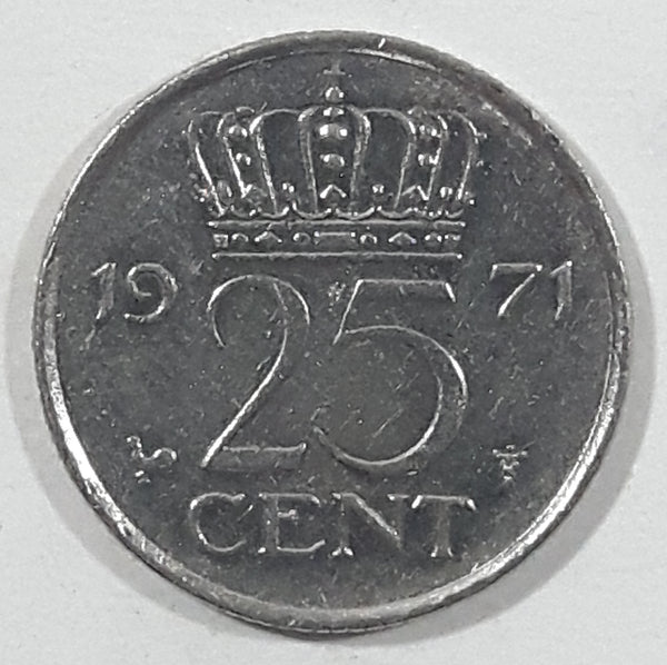 1971 Netherlands Juliana Koningin Der Nederlanden 25 Cents Metal Coin