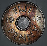 1940 Fiji King George VI Emperor Penny Metal Coin
