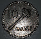 1969 Fiji Queen Elizabeth II 10 Cents Metal Coin