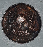 1967 Colombia 1 Centavos Metal Coin