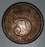 1871 - 1948 Germany 5 Pfenning Metal Coin Trade Token