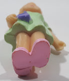 Blonde Girl In Green Dress with Purple Purse and Pink Shoes 2 1/2" Tall Toy Figure